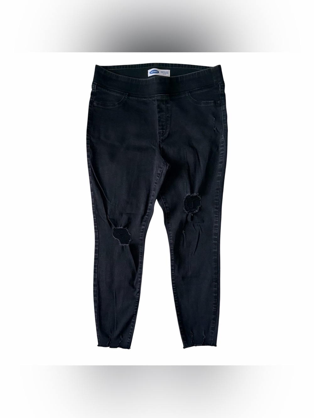 Old Navy | Rockstar Super Skinny Distressed Mid-Rise Black Jeggings Size 14 EUC